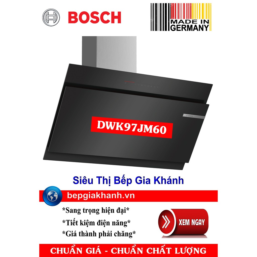 [HCM]Máy hút mùi dạng kính vát cao cấp 90cm Bosch DWK97JM60 nhập khẩu Đức
