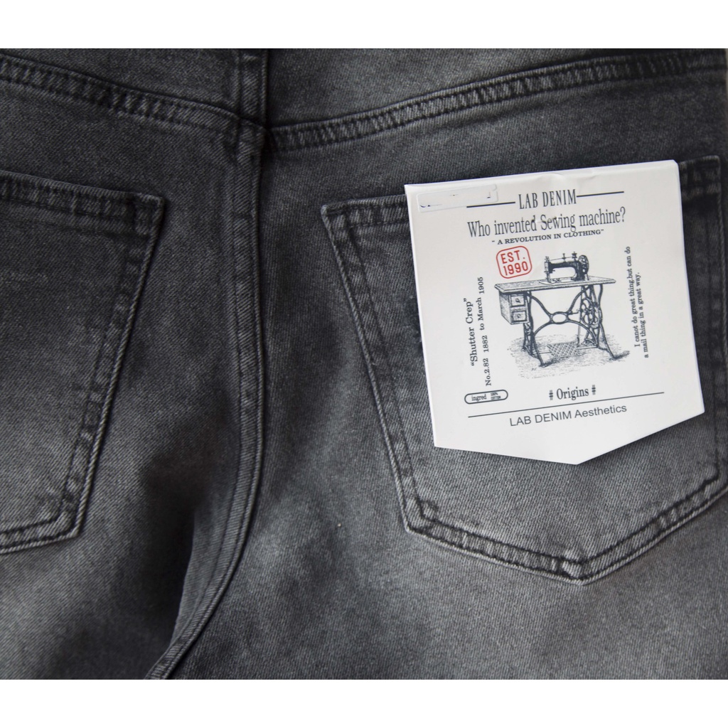 Quần short nam LAB+ COTTONLAB quần bò jean chất denim màu xám rách cao cấp - LAB2101002