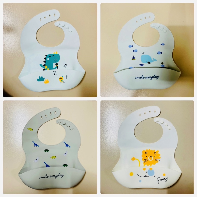 Yếm silicon ăn dặm có máng hứng phong cách Hàn Quốc,yếm silicone cho bé ăn dặm