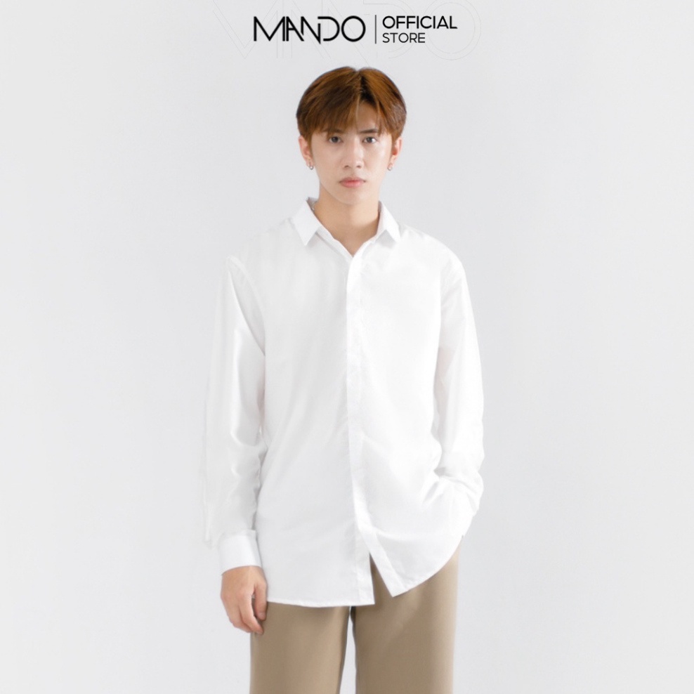 (Sỉ) Áo Sơ Mi Giấu Cúc Cổ Bẻ Trơn Dài Tay Nam MANDO 3 Màu Form Rộng Basic Unisex Thời Trang Công Sở Hàn Quốc SMD119 (ảnh