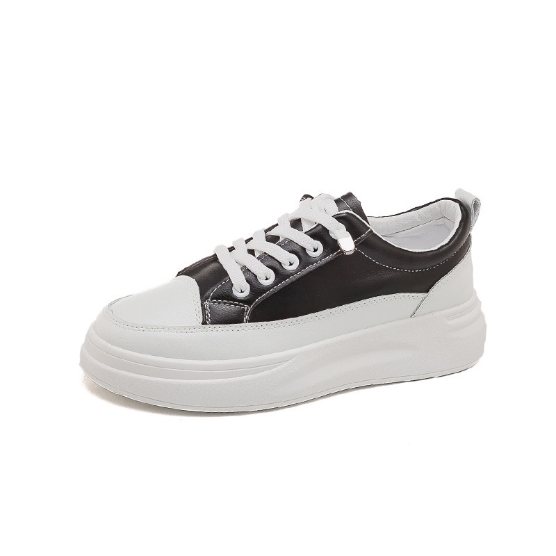 Giày thể thao nữ độn đế phiên bản Hàn Quốc,giày trắng,dây buộc,đế cao su đúc cao cấp | BigBuy360 - bigbuy360.vn