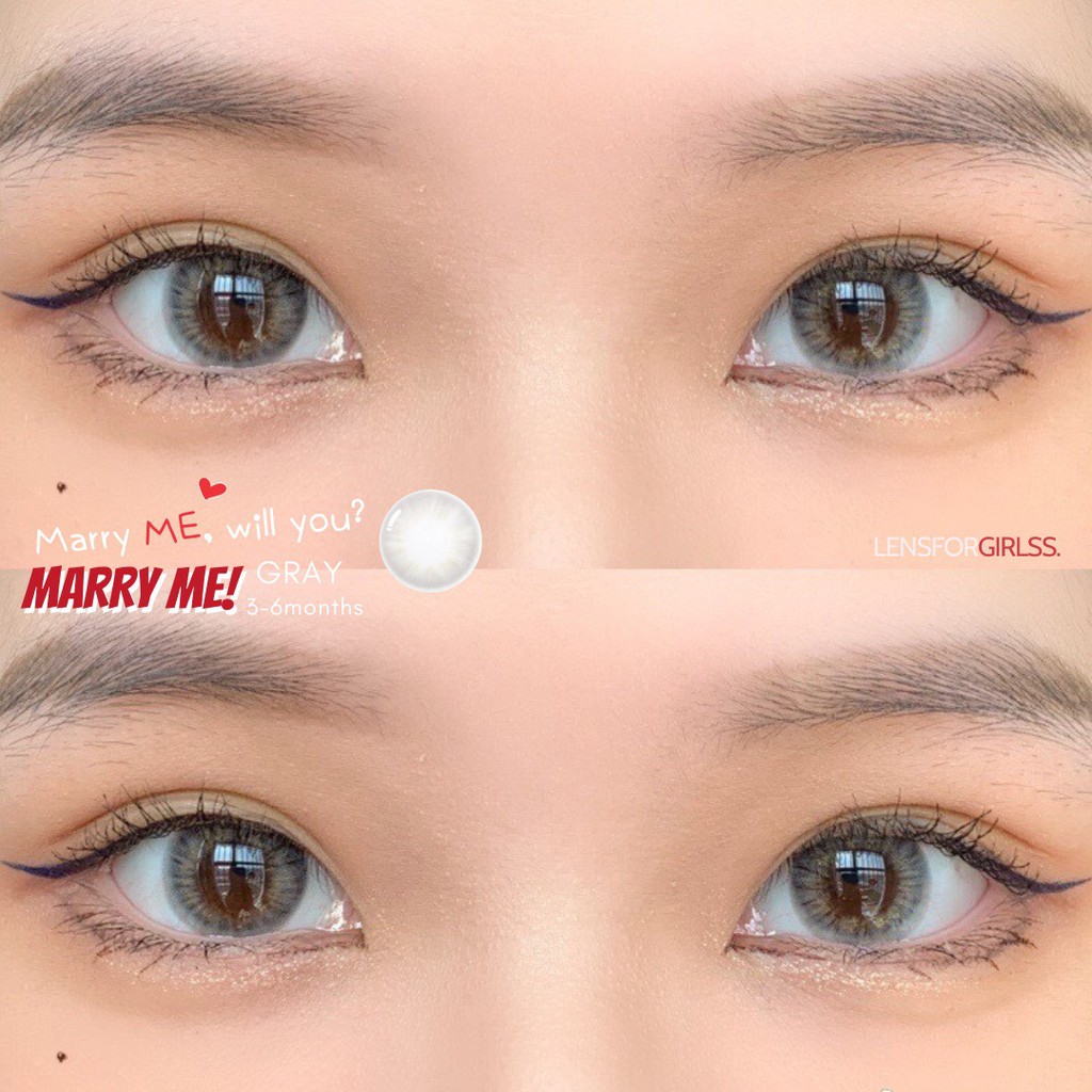 Kính áp tròng xám trà MARRY ME GRAY chính hãng Olens | HSD 3-6 tháng | Lens cận