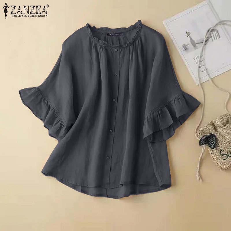 Áo kiểu ZANZEA tay lỡ 3 / 4 thời trang nữ tính