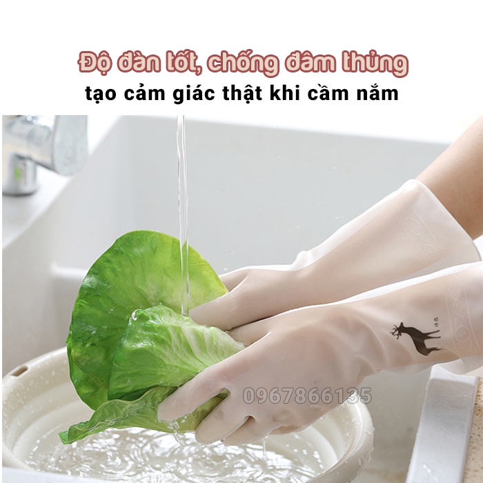 Găng tay cao su rửa bát, vệ sinh nhà cửa bảo vệ da tay đa năng