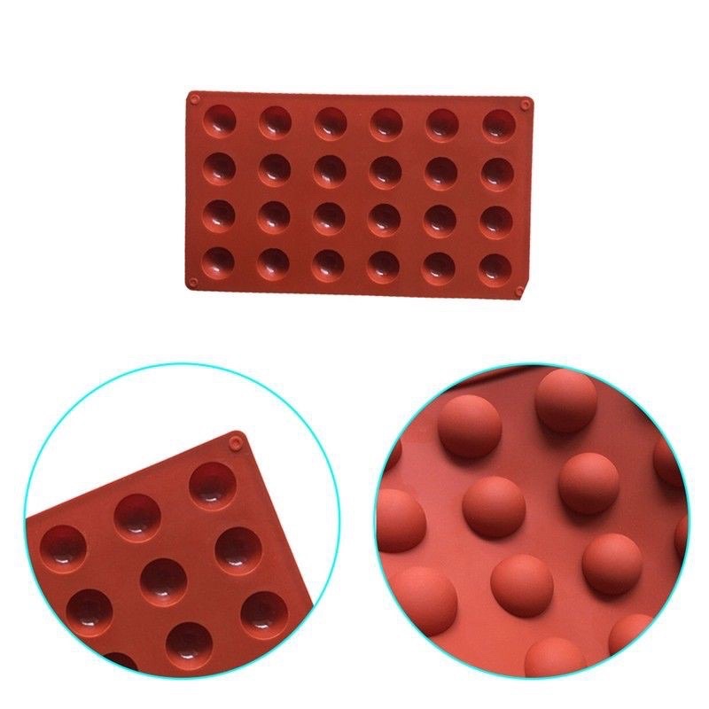 Khuôn silicon làm socola hình tròn một nửa 24 ô