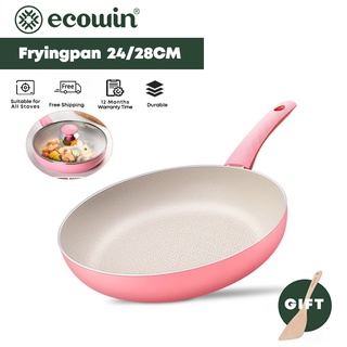 Chảo chiên không dính ECOWIN màu hồng có nắp đậy phù hợp với mọi loại bếp gas 28cm
