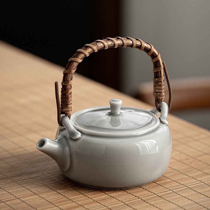 Bộ Ấm Trà Nhỏ Có Tay Cầm Bằng Gốm Sứ Phong Cách Nhật Bản