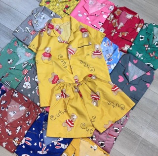 [XẢ HÀNG] BỘ PIJAMA ĐÙI CHẤT KATE (gửi mẫu ngẫu nhiên ạ)