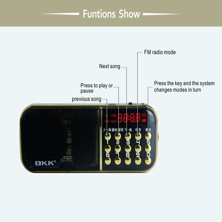 Loa đài FM BKK 851 dùng 2 pin sạc