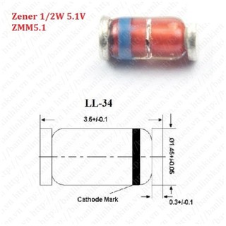 Diode Zener 0.5W 5.1V SMD1206 ZMM5.1 50 con