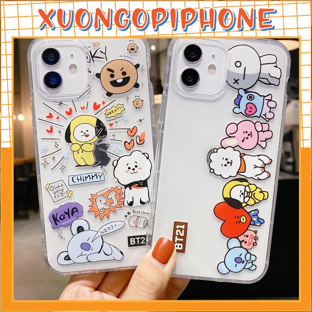 Ốp lưng IPhone trong suốt BT21 6/6plus/6s/6splus/7/7plus/8/8plus/x/xr/xs/11/12/13/14/pro/max/plus/promax T671