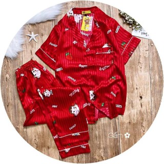 Đồ bộ PIJAMA HNT02228 đồ bộ mặc nhà vải gấm, tay cộc, quần dài, chất cao cấp mịn đẹp Size 40KG - 60KG
