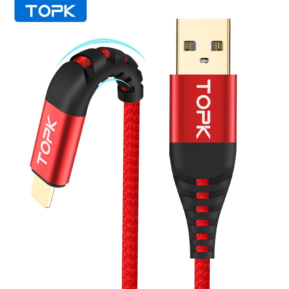 Dây cáp sạc nhanh sợi nylon bện TOPK AN24,AN42 Cổng Micro USB Type-C cho ip,samsung s21...