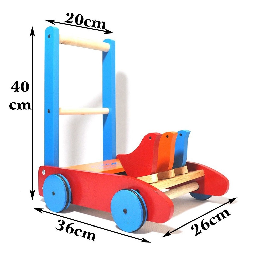 (Chuẩn Giá) Xe đẩy gỗ tập đi 3 chú gà Lách cách cho bé trên 10 tháng - Xe cho trẻ em