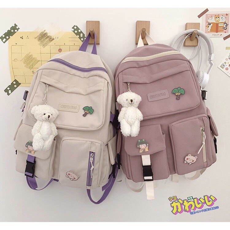 Balo ulzzang đựng lap 15.6 inch, chống thấm nước, tặng kèm 3 stickers