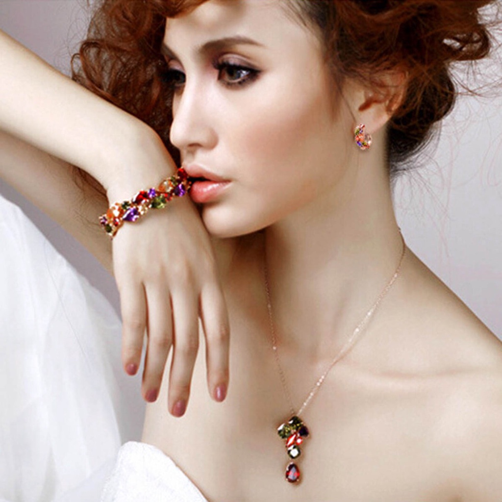 Phụ nữ thanh lịch đầy màu sắc pha lê rhinestone hợp kim ear studs bông tai trang sức