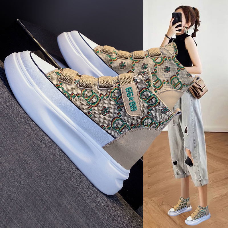 Giày Thể Thao Vải Canvas Cổ Cao Đế Dày Thoáng Khí Thời Trang Mùa Hè Cho Nữ