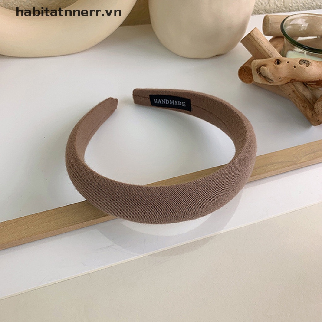 Băng đô cài tóc bản rộng màu trơn thời trang nữ