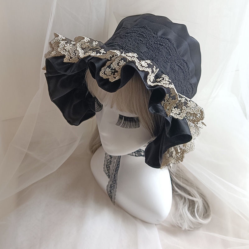 Mũ Trùm Đầu Phối Ren Viền cotton Phong Cách lolita Dành Cho Bé Gái Làm Đạo Cụ Chụp Ảnh