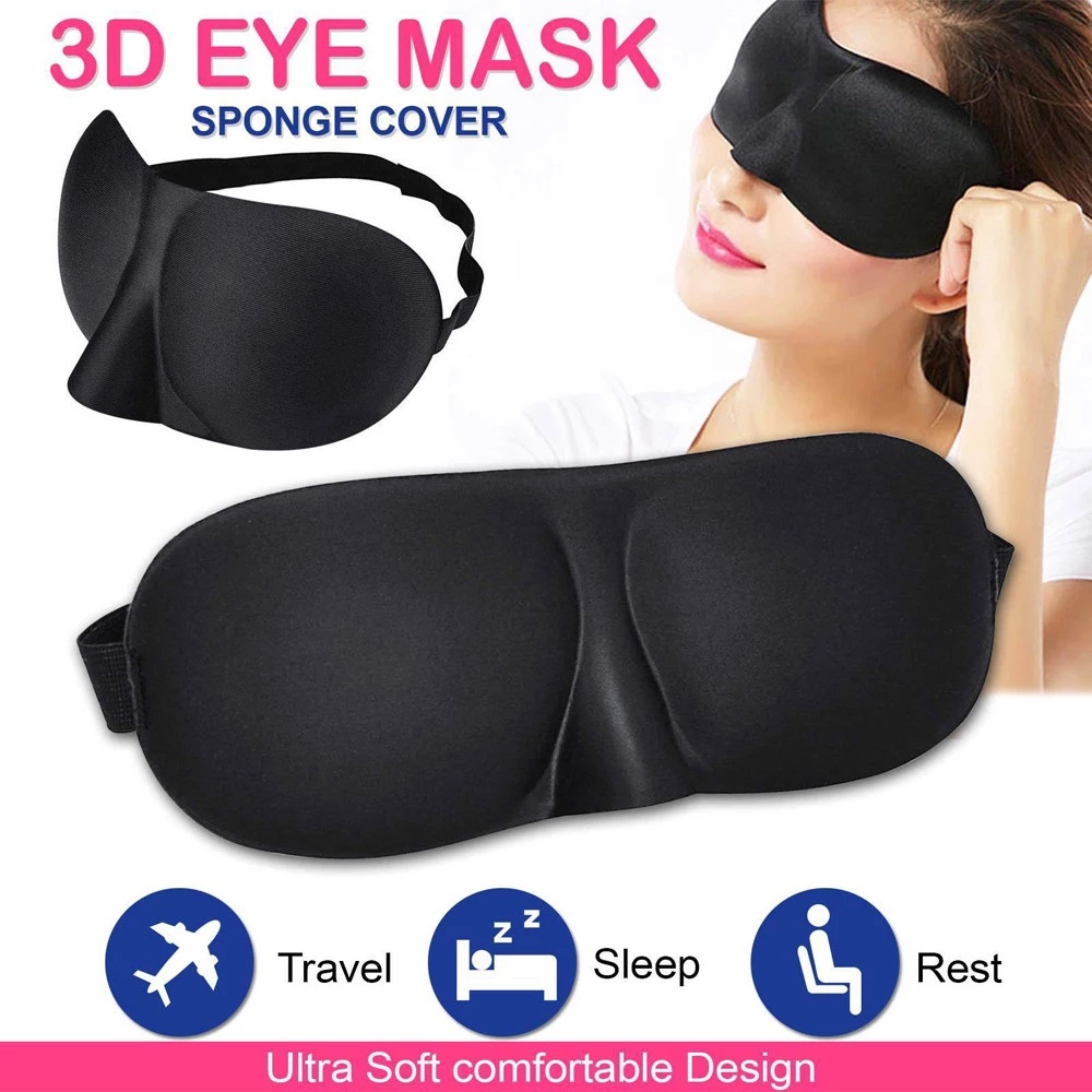 Mặt nạ che mắt ngủ 3d mềm mại hai mặt thư giãn khi đi du lịch tiện dụng