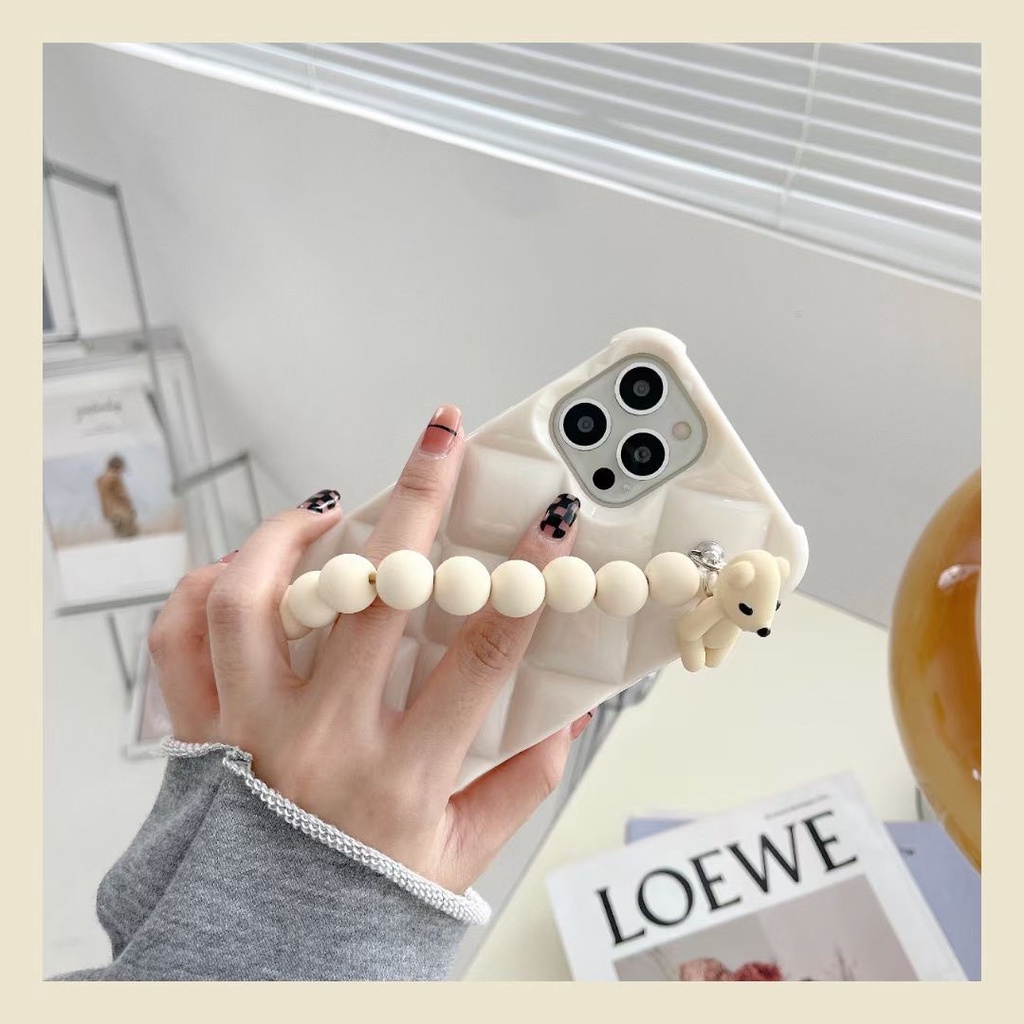 Ốp điện thoại TPU dẻo viền vuông màu trắng có dây đeo tay thích hợp cho IPHONE 12 PRO MAX 11 PRO MAX XS MAX XR X 7PLUS