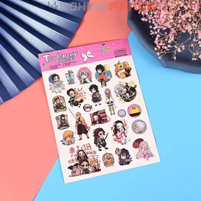 Hình xăm Kimetsu No Yaiba Tanjiro Nezuko Zenitsu Inosuke Muichiro Giyuu Rengoku Tanjirou thanh gươm diệt quỷ sticker dán