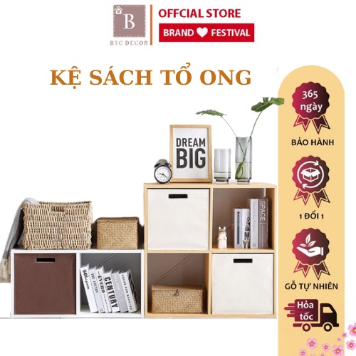 Kệ Sách Tổ Ong Đa Tầng Màu Trắng Hiện Đại BTC DECOR - Tủ Đa Năng Nhiều Tầng - Bảo Hành 1 Năm