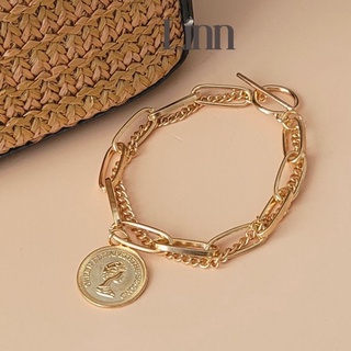 Lắc tay, vòng tay hợp kim mặt đồng xu tiểu thư Linn phụ kiện trang sức