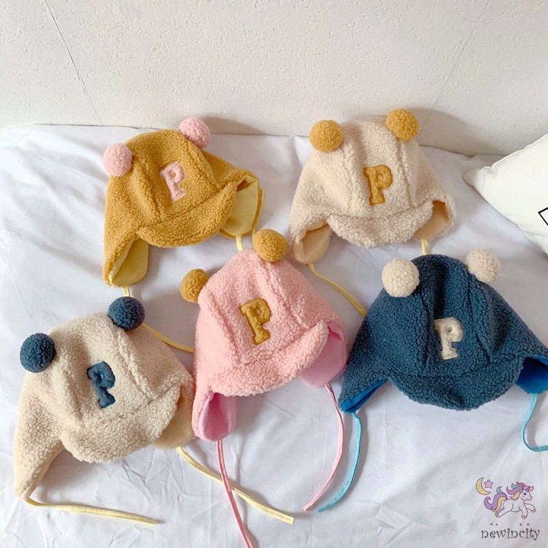 Mũ len lông cừu ấm áp thoải mái phong cách Hàn Quốc cho bé