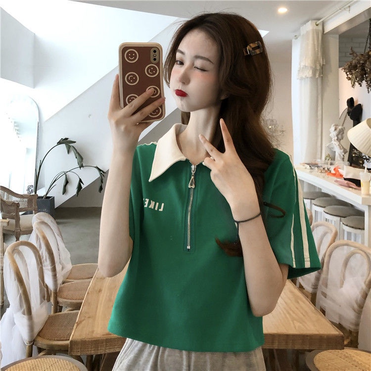 Áo polo Ngắn Tay Dáng Rộng Phong Cách Hàn Quốc Cho Nữ Áo phông Nữ NZ-TX-239