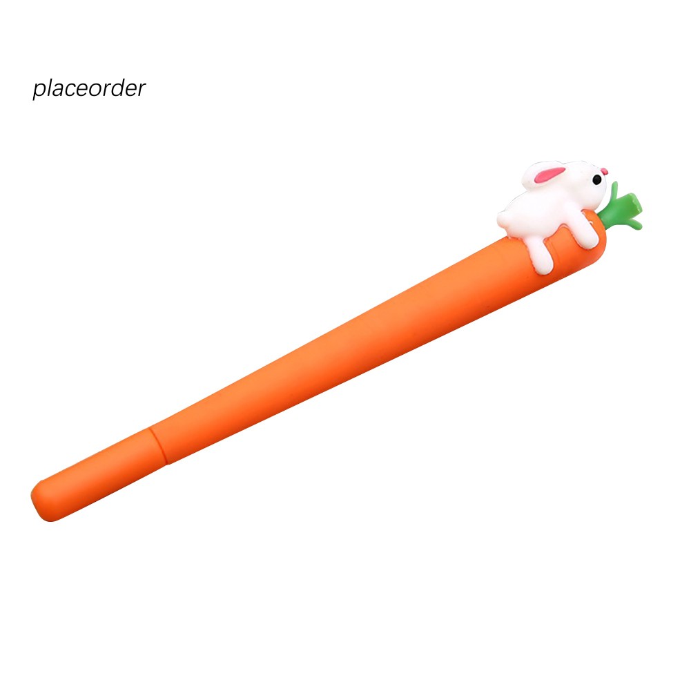 Cute Carrot Rabbit Silicone 0.5mm Black Ink Gel Pen Students Stationery Supplies