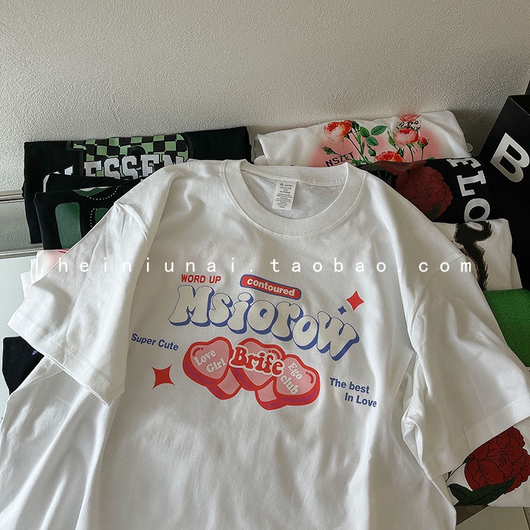 Áo thun Xiaozhainv 100% cotton tay ngắn dáng rộng phong cách thời trang Hàn Quốc cao cấp