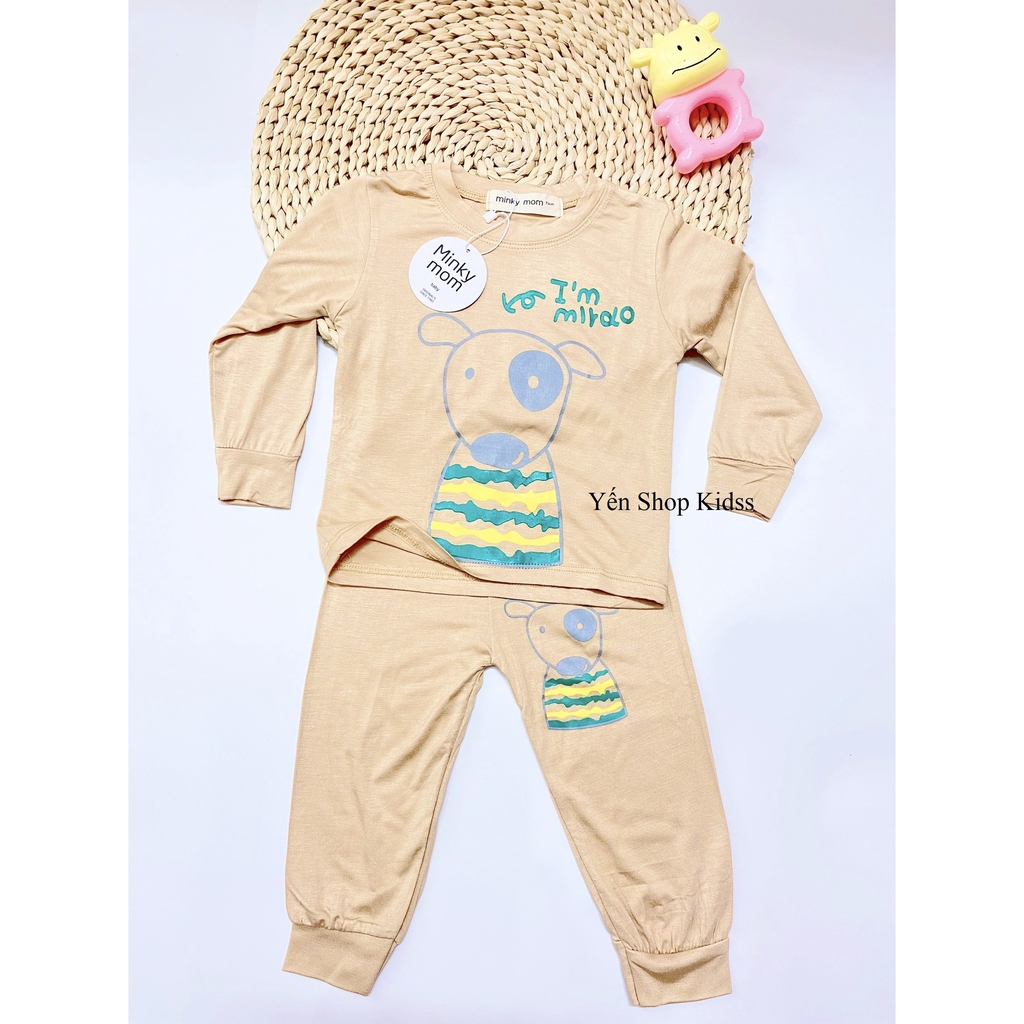 Bộ Dài Tay Minky Mom Viền Họa Tiết Cá Heo Xanh- Gấu Cho Bé(6-19kg) (SP001243)