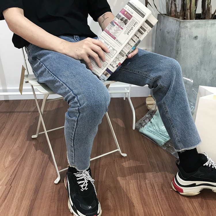 Quần Baggy jean nam - gấu quần tua rua