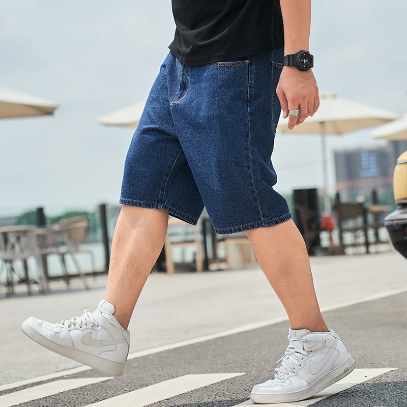 Quần Short Jean Nam  TH Store Cá Tính Phong Cách Ống Suông Lưng Nút