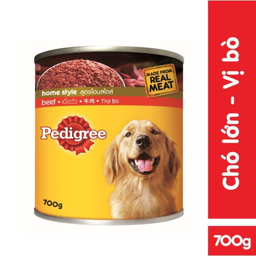 Thức ăn dạng pate dành cho chó lơn Pedigree vị bò lon 700g