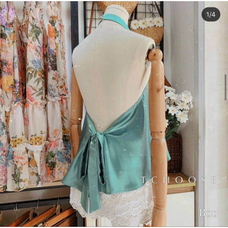 SET ÁO YẾM XANH + QUẦN SUÔNG TRẮNG