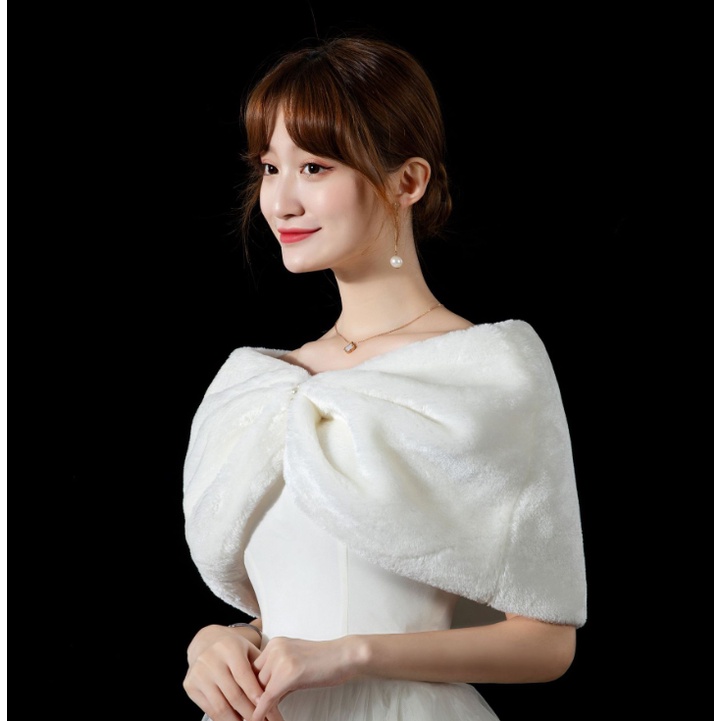 Áo choàng cho cô dâu mùa đông kiểu nơ- giá 100k | BigBuy360 - bigbuy360.vn