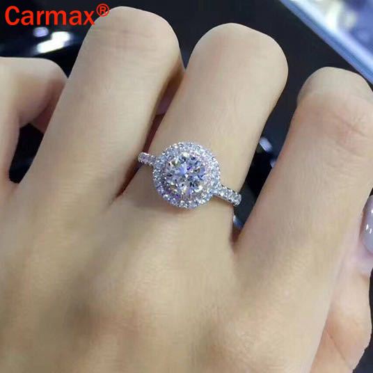 Nhẫn Đính Hôn Hai Màu Sắc Họa Tiết Kim Cương Moissanite Dành Cho Nữ