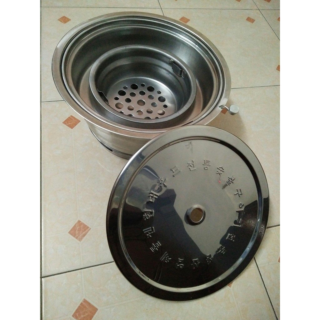 Bầu đựng than inox Bếp Nướng hút Âm Bàn, hút dương bàn