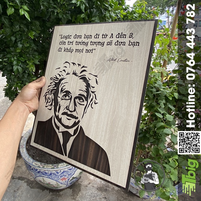 Tranh tạo động lực Gỗ &quot;Albert Einstein&quot; sáng tạo đột phá TBIG044