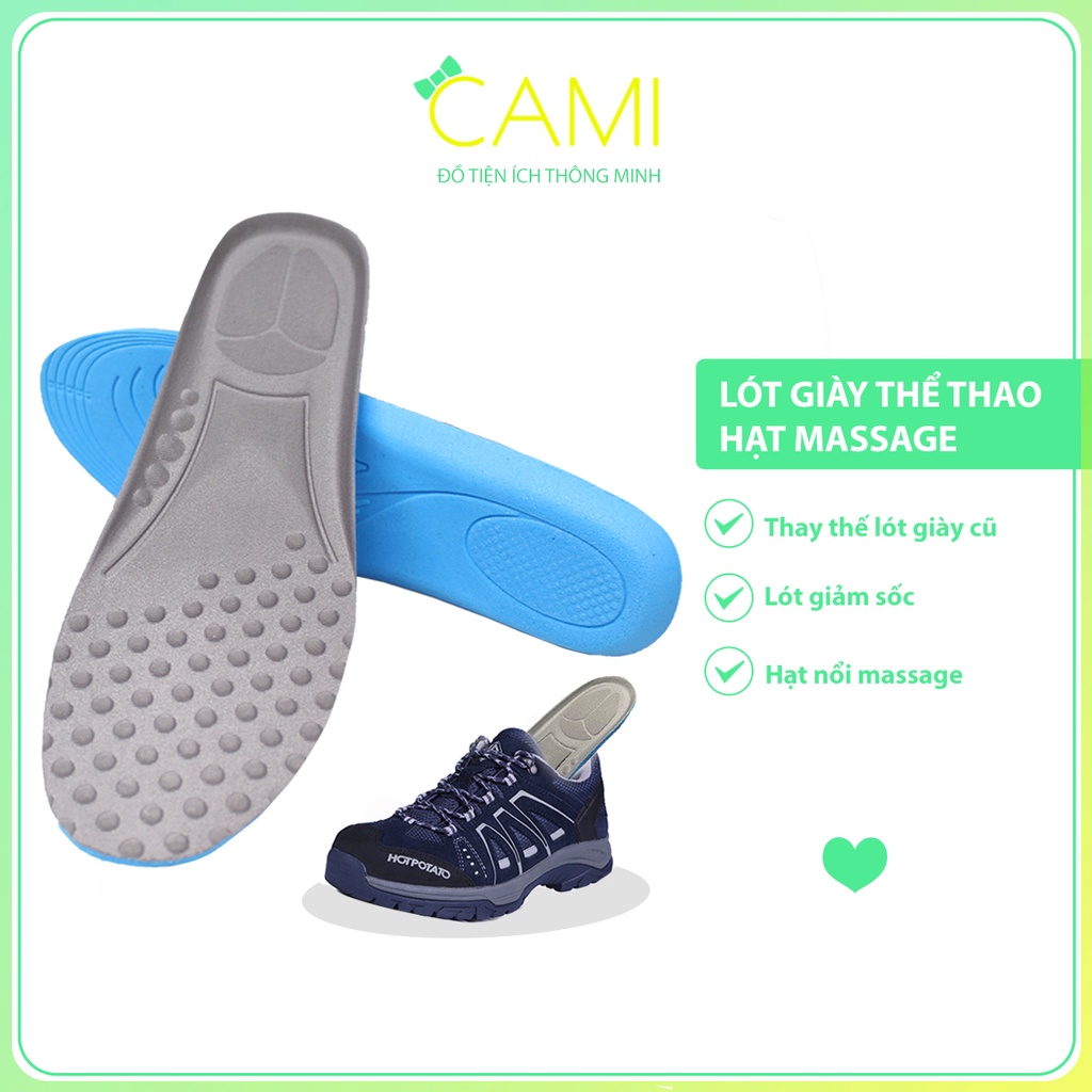 Lót giày thể thao sneaker thấm hủ mồ hôi, thoái khí, có hạt lồi giúp êm chân và massage lòng bạn chân - Cami - CMPK228