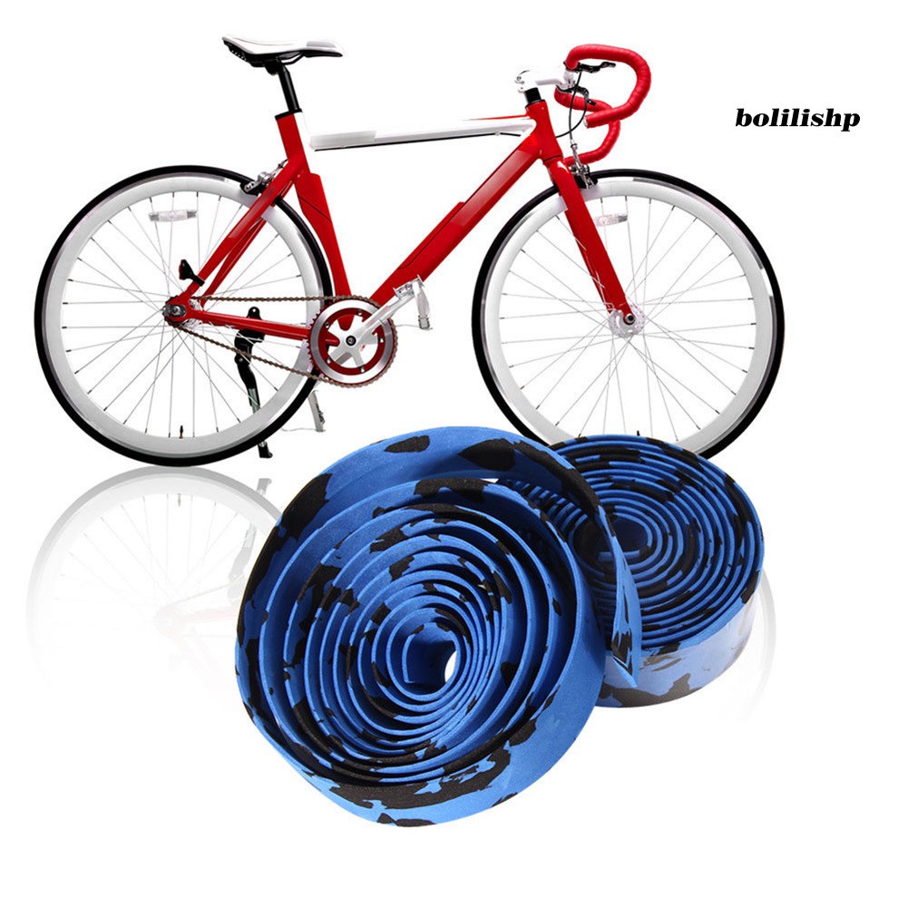 Boli_2Pcs Cycling Road Bike Sports Bicycle Handlebar Rubber Tape Wrap with 2 Bar Plug