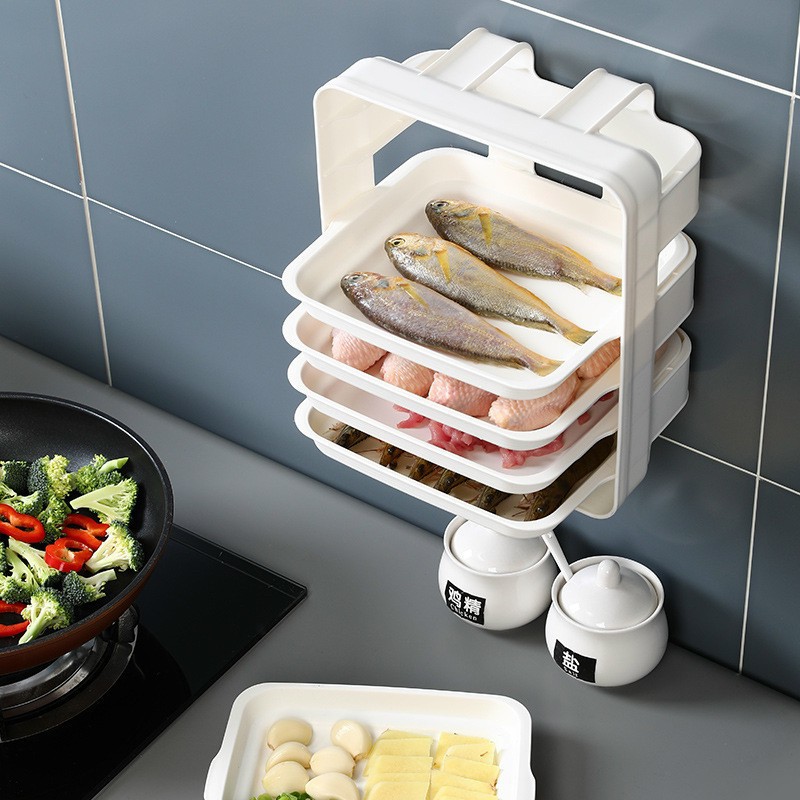 Kệ nhựa treo tường đa năng, nhà bếp, nhà tắm dán tường chịu lực