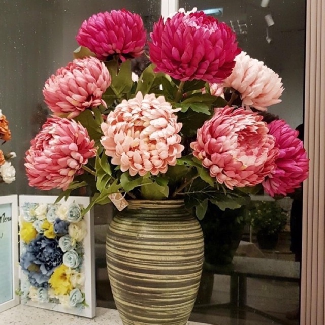Hoa giả Hoa Cúc Mẫu Đơn lụa nhập khẩu loại 1 cao cấp,cúc đại đoá decor trang trí nhà cửa