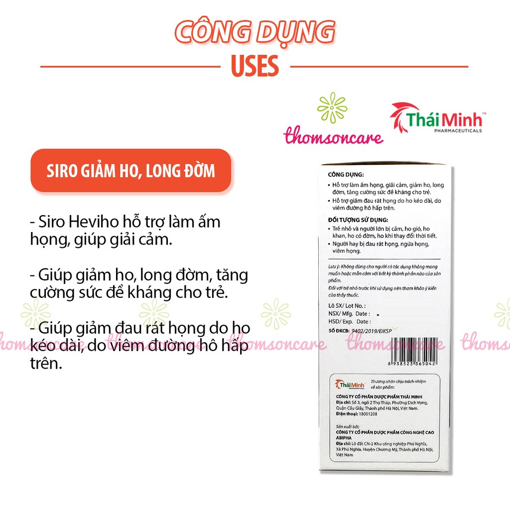 Heviho Siro - Mua 6 tặng 1 bằng tem tích điểm - hỗ trợ giảm ho, đau họng từ thảo dược - chai 100ml