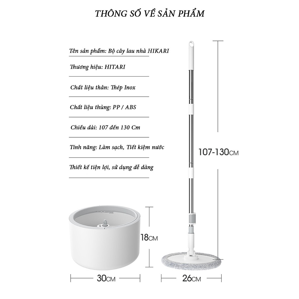 [CHÍNH HÃNG]-cây lau nhà thông minh hikari hr 365f model new 2021( TẶNG 05 MIẾNG LAU BẾP VÀ 01 BÔNG LAU NHÀ)