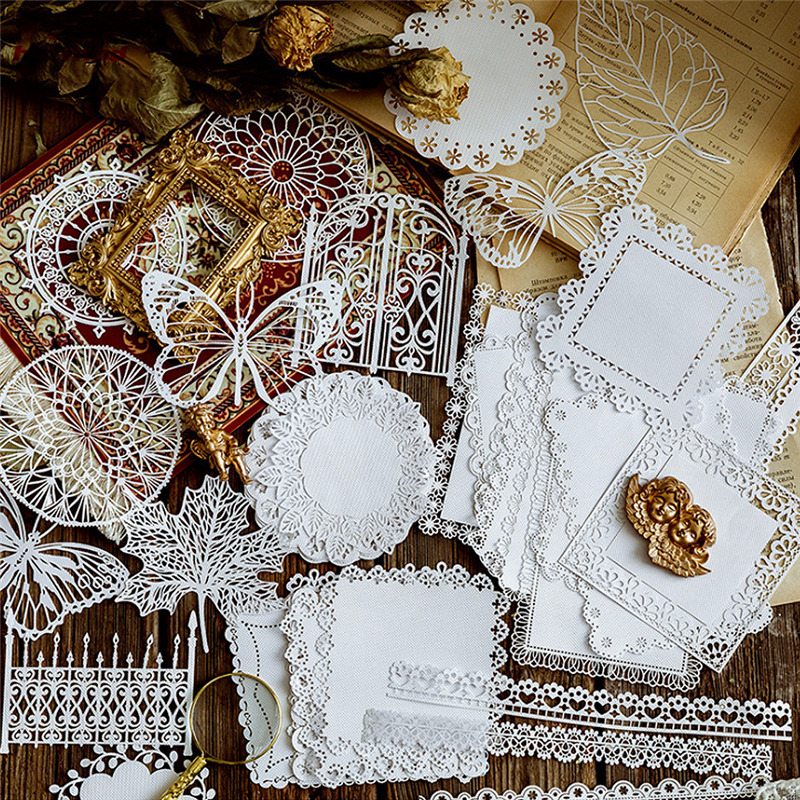 HW Plants Circle lace Material Paper Journal Planner Craft Paper Scrapbooking Vintage Decorative DIY Craft Photo Albums