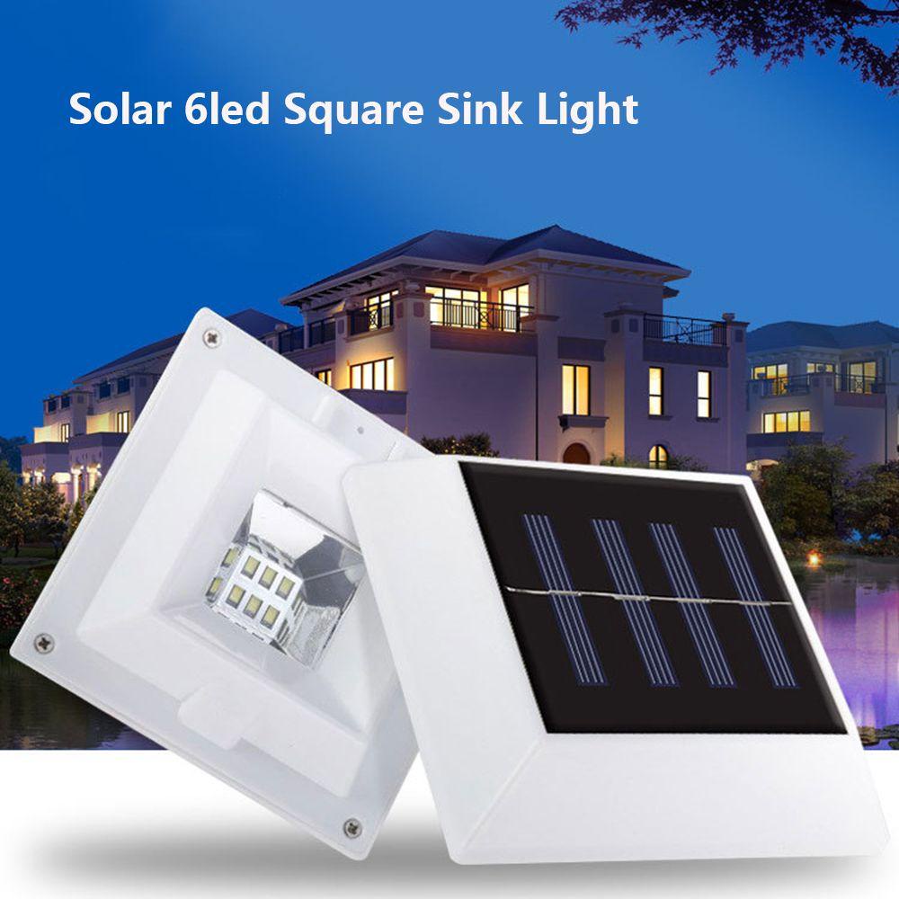 Đèn Led 6 Bóng Năng Lượng Mặt Trời Hình Vuông Chống Thấm Nước Cho Sân Vườn