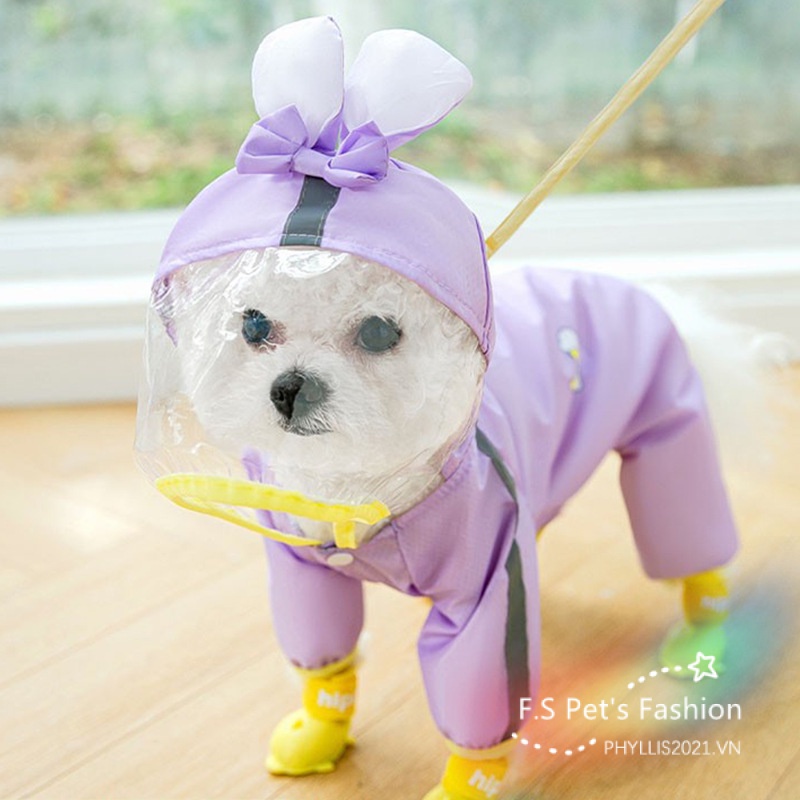 Áo Mưa Thoáng Khí Cỡ Vừa In Họa Tiết Hoạt Hình Đáng Yêu Cho Thú Cưng